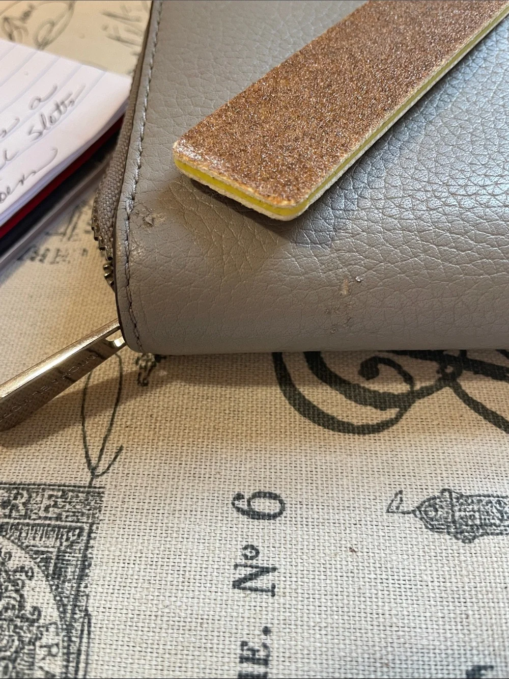 Michael Kors Taupe Stone Grey  Pebbled Leather Wristlet Wallet